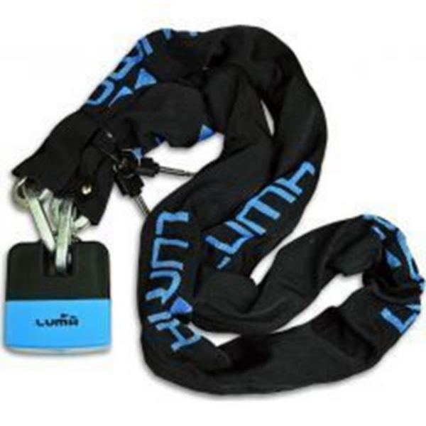 Chain lock with padlock LUMA ENDURO 28 blue