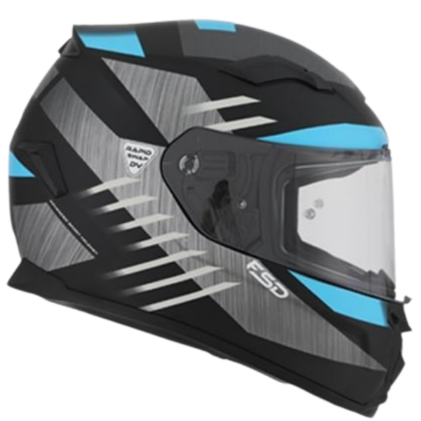 Helmet Black Alien/Blue Grey Matt FSD 820