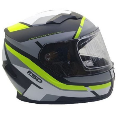 Helmet Black Mate/Yellow White FSD 820