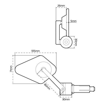 ΚΑΘΡΕΠΤΗΣ ΑΝΤΙΒΑΡΟΥ Arrow Bar End Mirror ΤΕΜ OX511 OXFORD