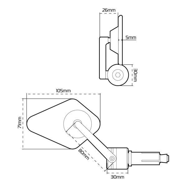 ΚΑΘΡΕΠΤΗΣ ΑΝΤΙΒΑΡΟΥ Arrow Bar End Mirror ΤΕΜ OX511 OXFORD