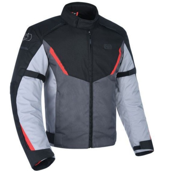 Mens Motorcycle Jacket Oxford Delta 1.0 Black/Grey/Red